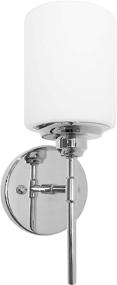 img 4 attached to 🌟 Monkfish WS68 Chrome Wall Sconce 1-Light with White Frosted Glass Shade for Bathroom, Bedroom, Stair, Cafe - UL Listed