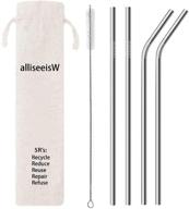 🥤 reusable metal straws - set of 4 stainless steel straws with cleaning brush and travel case, bpa-free logo