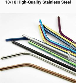 img 1 attached to 🥤 Reusable Metal Straws - Set of 4 Stainless Steel Straws with Cleaning Brush and Travel Case, BPA-Free