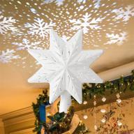 🌟 yeahome christmas star tree topper: white lighted star with snowflake projector lights, perfect xmas tree decorations logo