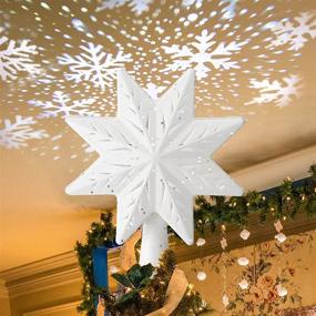 img 4 attached to 🌟 YEAHOME Christmas Star Tree Topper: White Lighted Star with Snowflake Projector Lights, Perfect Xmas Tree Decorations