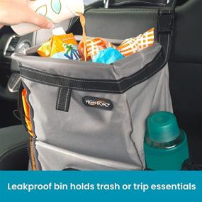 img 2 attached to 🚗 Gray High Road Puff'nStuff Car Seatback Organizer featuring Trash Bag, Tissue and Bottle Holders