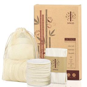 img 4 attached to 🌿 Premium Organic Bamboo Cotton Rounds Set - 24 Packs of Reusable Makeup Remover Pads with Spa Headband & Cotton Laundry Bag - Eco-friendly and Natural Upgrade