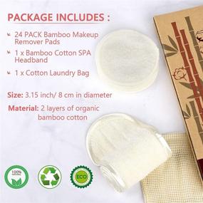 img 3 attached to 🌿 Premium Organic Bamboo Cotton Rounds Set - 24 Packs of Reusable Makeup Remover Pads with Spa Headband & Cotton Laundry Bag - Eco-friendly and Natural Upgrade