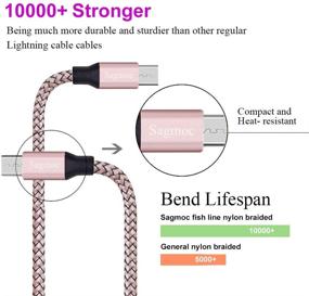 img 1 attached to 🔌 Кабель для зарядки типа C Sagmoc цвета "Розовое золото" - USB C быстрая зарядка, оплетка из нейлона - 4 шт. - 2X10FT 6FT 2FT - для Samsung S10 S9 S8 Plus, Note 8, LG G6 G5 V30 V20, Google Pixel/XL, Moto Z/Z2 (Розовый)