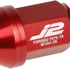img 2 attached to 🔴 J2 Engineering LN-T7-024-125-RD 20Pcs M12 x 1.25 Close-End Lug Nut Set with Socket Adapter - Premium 7075-T6 Aluminum, 35mm Length (Red)