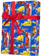 🎁 delightful toy trucks big rig rolled gift wrap paper - 24" x 15' – perfect for festive packaging and crafts logo