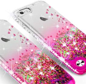 img 2 attached to 💖 Stylish Pink/Clear Liquid Glitter iPod Touch 5/6 Case with Tempered Glass Screen Protector