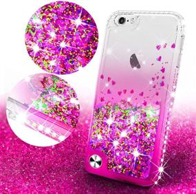 img 3 attached to 💖 Stylish Pink/Clear Liquid Glitter iPod Touch 5/6 Case with Tempered Glass Screen Protector