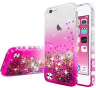 💖 stylish pink/clear liquid glitter ipod touch 5/6 case with tempered glass screen protector logo