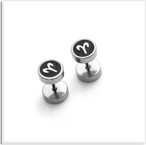 img 1 attached to 🌟 Stainless Steel Barbell Stud Earrings with Twelve Constellations by Xusamss Fashion