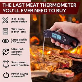 img 3 attached to 🔥 High Accuracy 2-in-1 Digital Instant Read Meat Thermometer for Grilling and Cooking - BBQ Temperature Probe with Alarm Function, Backlit LCD Screen, and Oven Safe Wired Probe Included