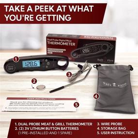 img 2 attached to 🔥 High Accuracy 2-in-1 Digital Instant Read Meat Thermometer for Grilling and Cooking - BBQ Temperature Probe with Alarm Function, Backlit LCD Screen, and Oven Safe Wired Probe Included