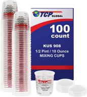 custom shop brand - full case of 100 each - 1/2 pint (10oz) paint mixing cups with calibrated mixing ratios - box of 100 cups logo