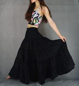 img 2 attached to 👗 YSJERA Women's Cotton 5 Tiered A Line Pleated Maxi Skirt: Boho Gypsy Dance Skirts at Their Finest