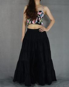 img 3 attached to 👗 YSJERA Women's Cotton 5 Tiered A Line Pleated Maxi Skirt: Boho Gypsy Dance Skirts at Their Finest