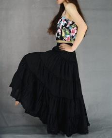 img 1 attached to 👗 YSJERA Women's Cotton 5 Tiered A Line Pleated Maxi Skirt: Boho Gypsy Dance Skirts at Their Finest