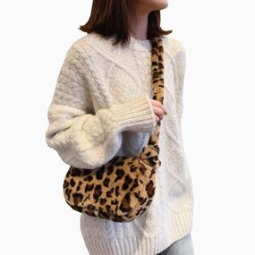 img 2 attached to 👜 Top-Handle Women's Handbag - Fluffy Shoulder Underarm Handbag for Stylish Ladies, with Wallet - Ideal for Every Occasion