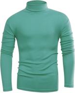 beauhuty men's classic turtleneck long sleeve t-shirts cozy fleece knit casual pullover top logo