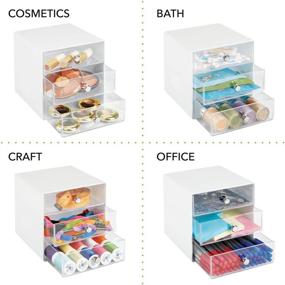 img 3 attached to 📦 mDesign 3-Drawer Cube Storage Organizer for Home Office Supplies - Desktop Organization for Gel Pens, Pencils, Markers, Tape, Erasers, Paperclips, Chargers - White/Clear