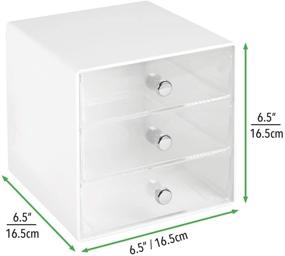 img 1 attached to 📦 mDesign 3-Drawer Cube Storage Organizer for Home Office Supplies - Desktop Organization for Gel Pens, Pencils, Markers, Tape, Erasers, Paperclips, Chargers - White/Clear