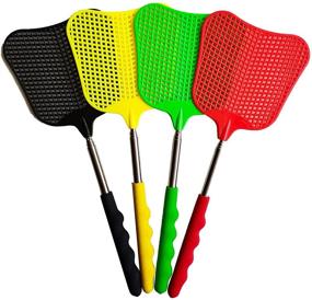 img 4 attached to 🪰 4-Pack of Telescopic Fly Swatters - Durable Plastic Heavy-Duty Flyswatters with Stainless Steel Handles in 4 Color Options