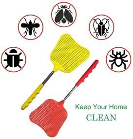 img 3 attached to 🪰 4-Pack of Telescopic Fly Swatters - Durable Plastic Heavy-Duty Flyswatters with Stainless Steel Handles in 4 Color Options