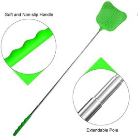 img 2 attached to 🪰 4-Pack of Telescopic Fly Swatters - Durable Plastic Heavy-Duty Flyswatters with Stainless Steel Handles in 4 Color Options