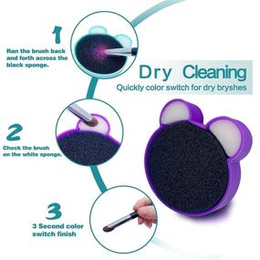 img 2 attached to WantGor Makeup Brush Cleaning Mat with Color Removal Sponge: 2-in-1 Design Silicone Cleaner Pad for the Ultimate Clean – Perfect Gift for Women and Girls (Purple)