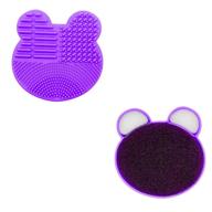 wantgor makeup brush cleaning mat with color removal sponge: 2-in-1 design silicone cleaner pad for the ultimate clean – perfect gift for women and girls (purple) logo