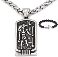 🔱 gungneer stainless steel dead jackal anubis pendant egyptian necklace key of life jewelry set with keel chain - symbol of strength logo