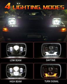img 1 attached to 🚗 Одобренные DOT передние фары 5x7 Led для Jeep Cherokee XJ Wrangler YJ Comanche MJ GMC Savana - высокий/низкий луч, сигнал света дневного времени - 4X4FLSTC - лампа переднего фонаря Led размером 7x6 дюймов (черная)