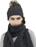 🧶 aran crafts women's irish cable knit soft pom faux fur hat – 100% merino wool logo