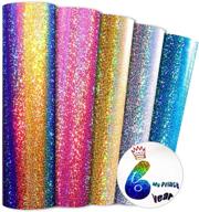 premium heat transfer holographic vinyl htv bundle - 5 pcs/pack (12"x10") for t-shirts logo