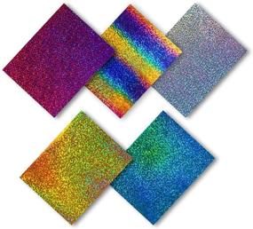 img 1 attached to Premium Heat Transfer Holographic Vinyl HTV Bundle - 5 pcs/Pack (12"x10") for T-Shirts