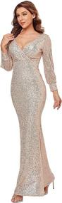 img 1 attached to Mermaid Sequined Evening Dress - Women's Clothing with Sleeves