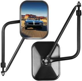 img 3 attached to Esright Jeep Wrangler Mirrors Doors - Compatible with Jeep JK JL TJ YJ CJ & Unlimited, Anti-shake and Wider View Adventure Door Hinge Mirrors - Easy Installation, Rectangular Offroading Mirror Doors