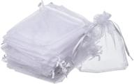 🎁 mudder 50 pack organza gift bags: perfect wedding party favor bags for jewelry pouches & wrapping, size 4 x 4.72 inches - white logo