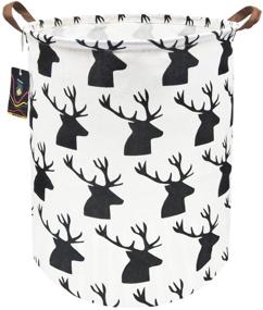 img 4 attached to 🦌 HKEC 19.7’’ Waterproof Foldable Storage Bin - Versatile Organizer for Laundry, Toys & Gifts, featuring Black Deer Pattern