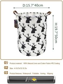 img 3 attached to 🦌 HKEC 19.7’’ Waterproof Foldable Storage Bin - Versatile Organizer for Laundry, Toys & Gifts, featuring Black Deer Pattern