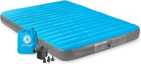 img 4 attached to Enhanced Comfort and Convenience: Air Comfort Camp Mate Queen Size Air Mattress with Battery Pump in Blue
