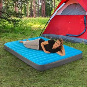 img 3 attached to Enhanced Comfort and Convenience: Air Comfort Camp Mate Queen Size Air Mattress with Battery Pump in Blue
