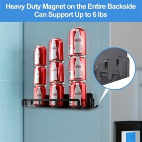 img 1 attached to 🧲 Magnetic Spice Rack for Refrigerator with 4 Removable Hooks - Heavy Duty Magnetic Shelf for Fridge Spice Storage, Black