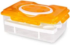 img 4 attached to 🥚 HOTUMN Orange 2-Tier Egg Container: Deviled Egg Carrier and Fridge/Freezer Holder with Handle - Efficient Storage Solution