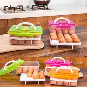 img 1 attached to 🥚 HOTUMN Orange 2-Tier Egg Container: Deviled Egg Carrier and Fridge/Freezer Holder with Handle - Efficient Storage Solution