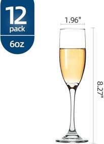 img 3 attached to Set of 12 Classic Champagne Flutes - Premium 🥂 6 Oz Stemmed Glasses for Sparkling Wine - Crystal Clear Glassware