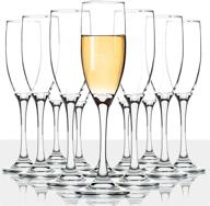 set of 12 classic champagne flutes - premium 🥂 6 oz stemmed glasses for sparkling wine - crystal clear glassware logo