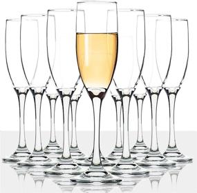 img 4 attached to Set of 12 Classic Champagne Flutes - Premium 🥂 6 Oz Stemmed Glasses for Sparkling Wine - Crystal Clear Glassware