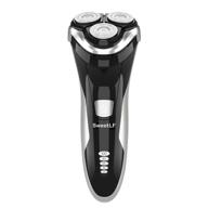 🪒 sweetlf electric shaver for men: wet & dry waterproof cordless razor with 3d rechargeable rotary system, pop-up trimmer - black logo