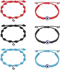 img 4 attached to 🧿 HANPABUM 6pcs Evil Eye Bracelets | Handmade Lucky Red String Bracelets | Adjustable Kabbalah Protection for Family, Women, Girls, Men & Boys